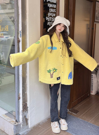 Andrea Martin Elephant Fleece Jacket Yellow