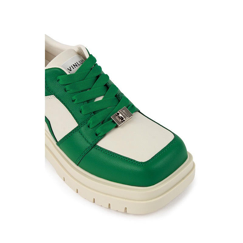 Calvin Luo Green Square Toe Platform Sneakers