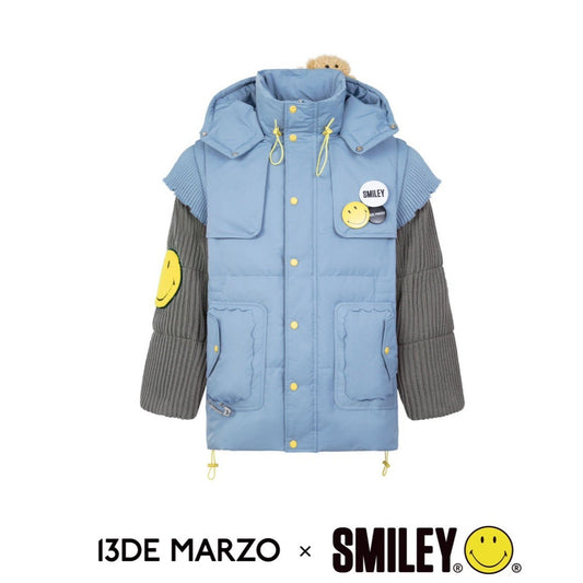 13De Marzo x Smiley Bear Pin Down Jacket Dusk Blue