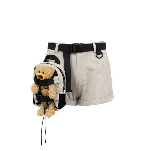 13DE MARZO Bear Bag Functional Shorts Light Gray