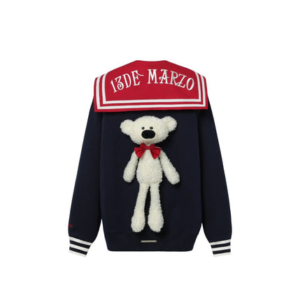 13DE MARZO Bear Sailor Sweater Estate Blue