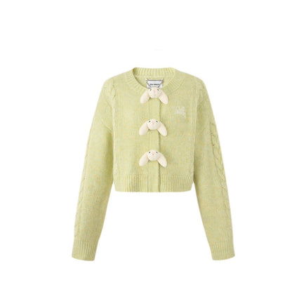 13DE MARZO Doozoo Button Knit Cardigan Shadow Lime