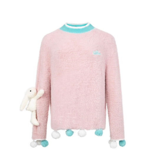 13DE MARZO Mohair Ball Sweater Strawberry Cream - Fixxshop