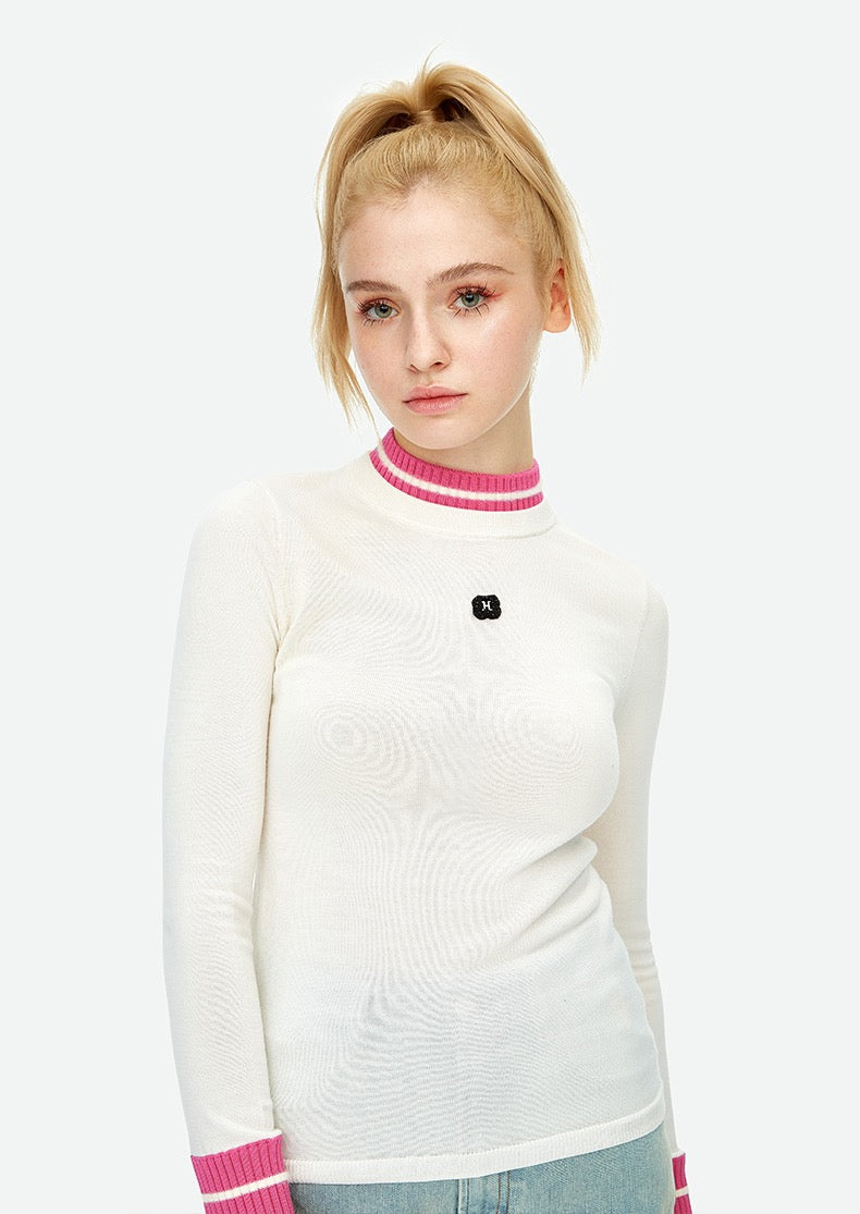 Herlian Rose Red and White Knitted Top - Fixxshop