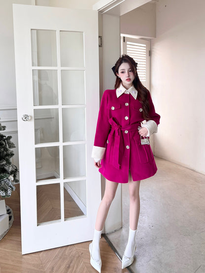 Aimme Sparrow Rose Red Colorblock Coat