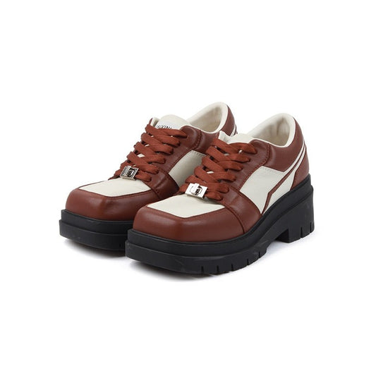 Calvin Luo Brown Square Toe Platform Sneakers