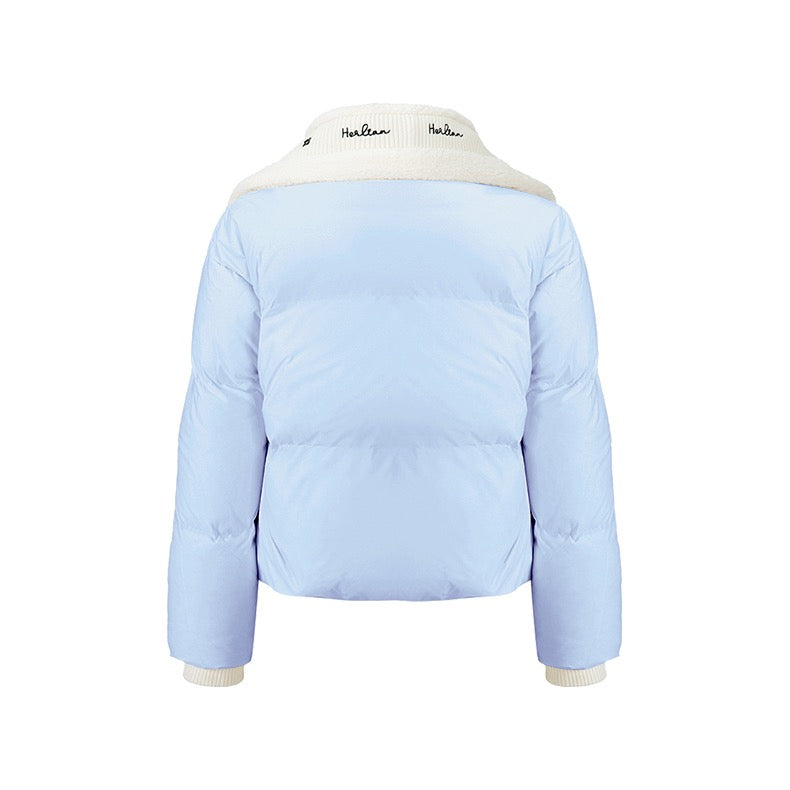 Herlian Rib Stitching Lapel Down Jacket Blue