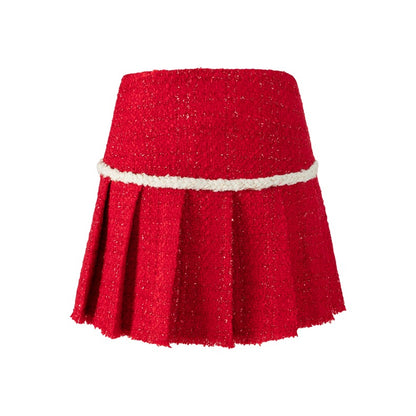 Herlian Wool Duffel Tweed Skirt Red