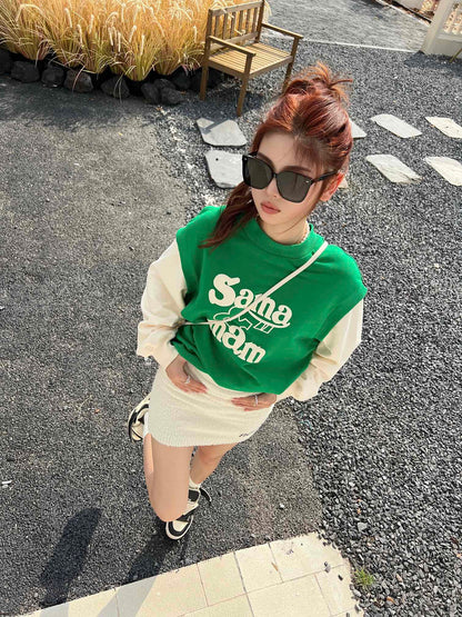 Andrea Martin Stitched Letter Print Sweatshirt - Fixxshop