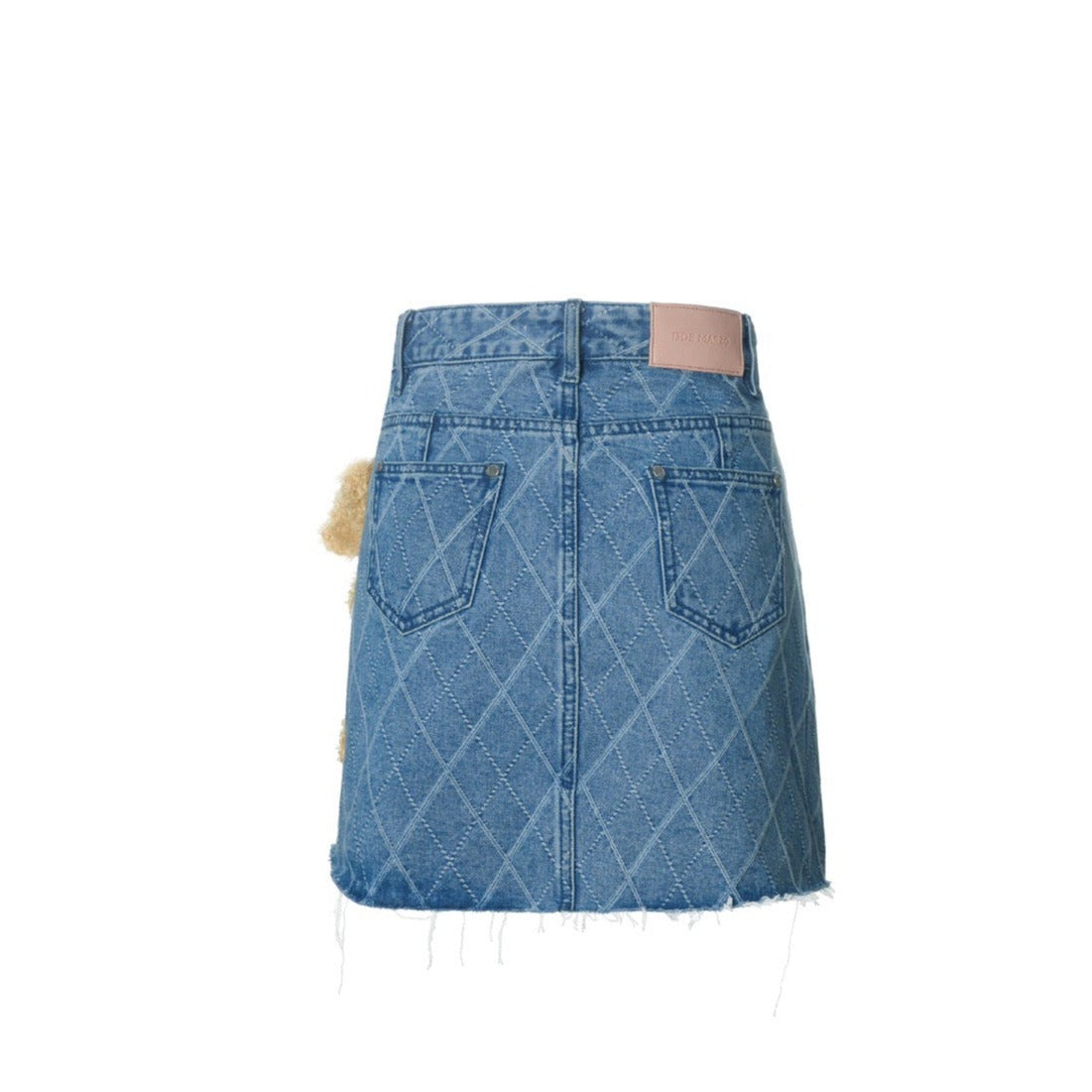 13DE MARZO Bear Diamond Check Denim Skirt Cashmere Blue