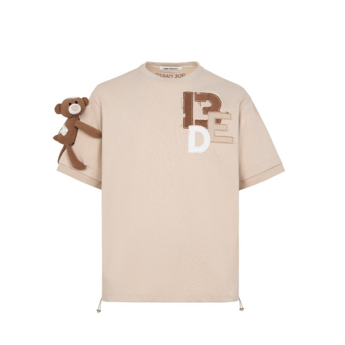 13DE MARZO Bear Patched Logo T-shirt Whitecap Gray