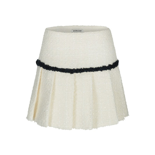 Herlian Wool Duffel Tweed Skirt White