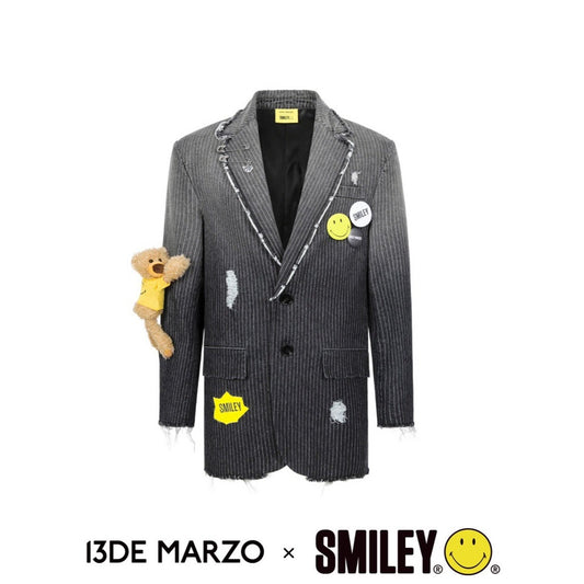 13De Marzo x Smiley Washed Gradient Broken Suit Coronet Black