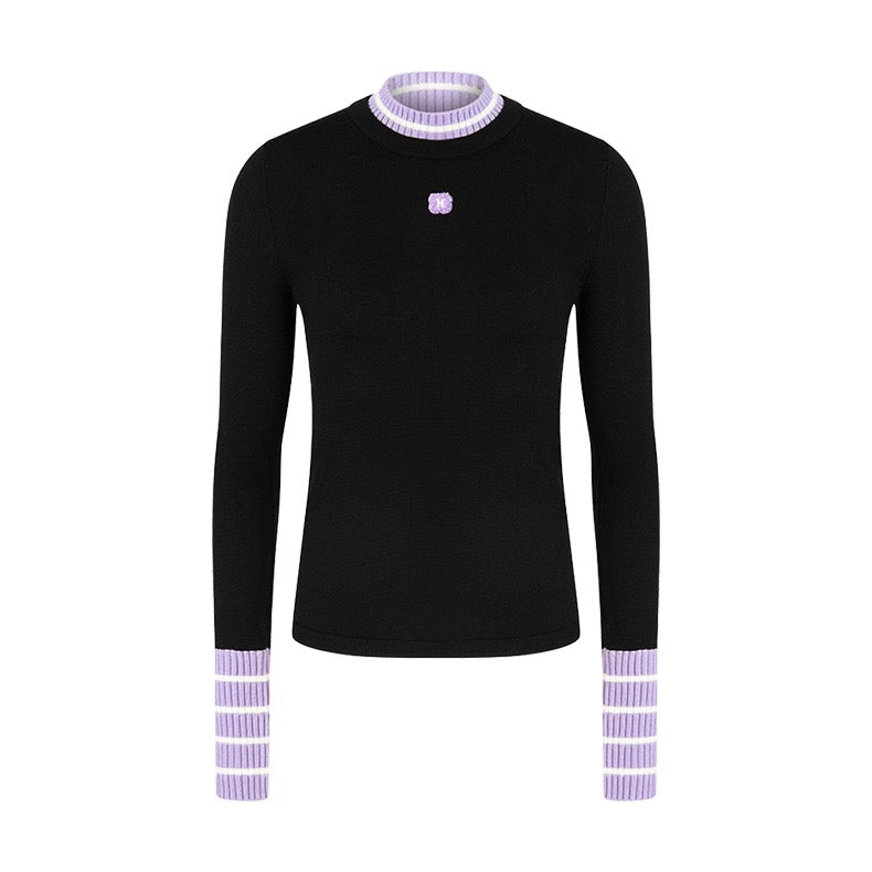 Herlian Purple and Black Knitted Top - Fixxshop