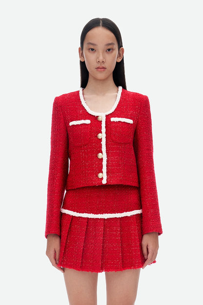 Herlian Wool Duffel Tweed Jacket Red