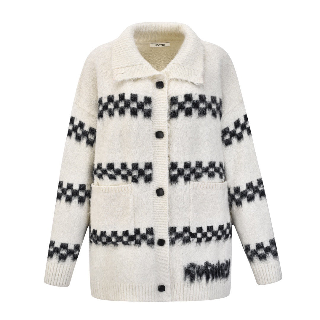 Sofitte Checkerboard Glamour Cardigan - Fixxshop