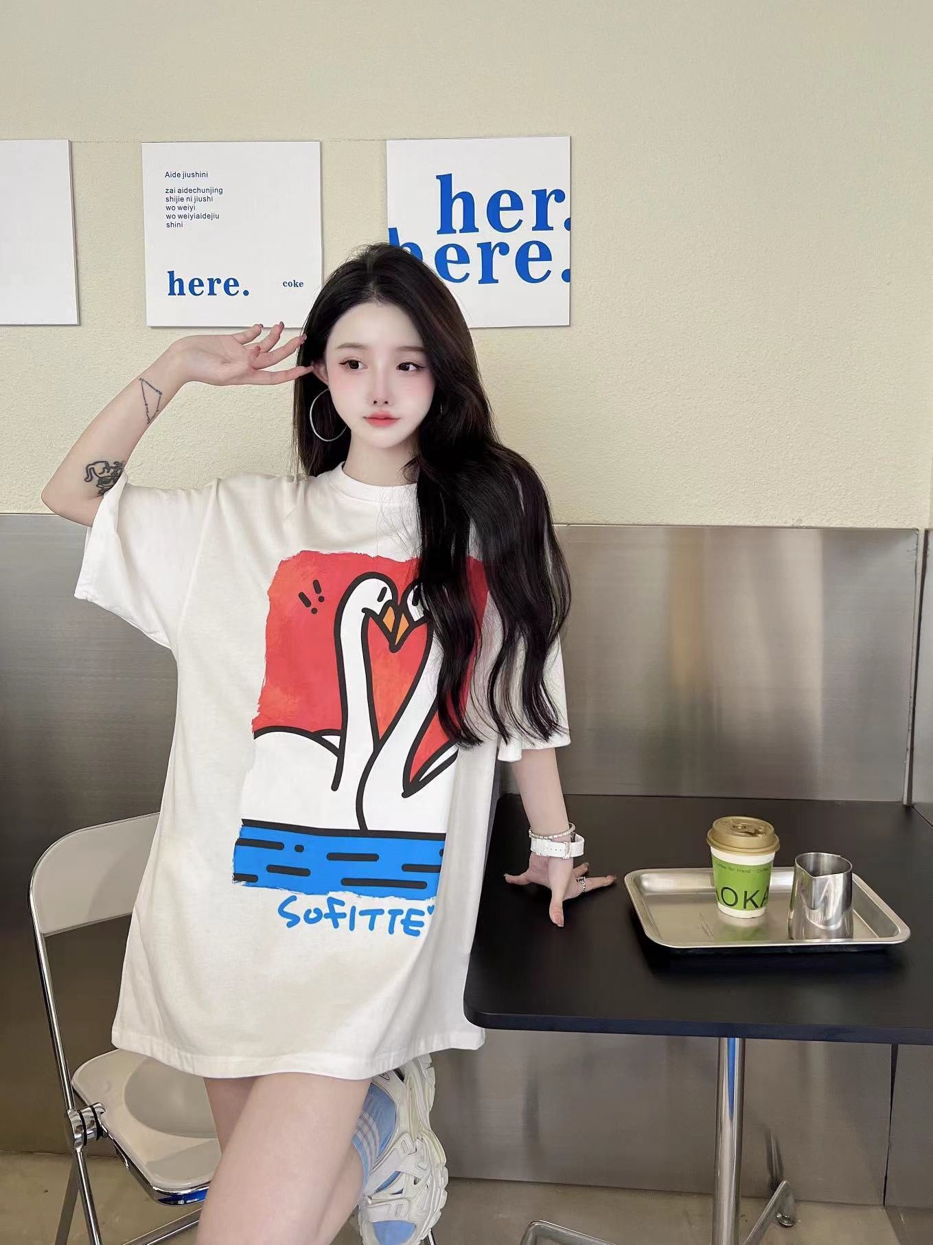 Sofitte "Need to Love" Swan Cartoon Tee - Fixxshop