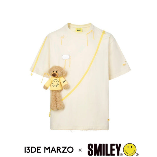 13De Marzo x Smiley Bear Broken Suture T-shirt Afterglow