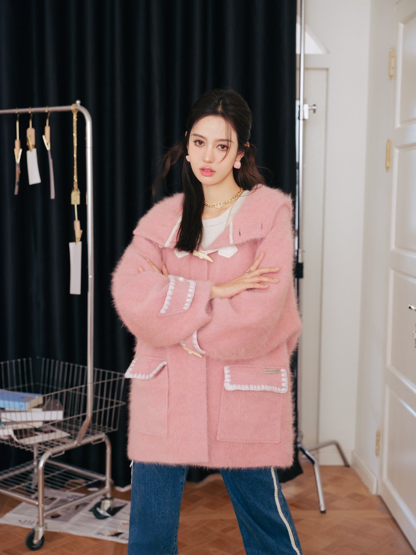 DIANA VEVINA Duffle Coat Pink