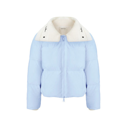 Herlian Rib Stitching Lapel Down Jacket Blue