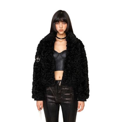 SMFK WildWorld Adventure Short Faux Fur Jacket In Black