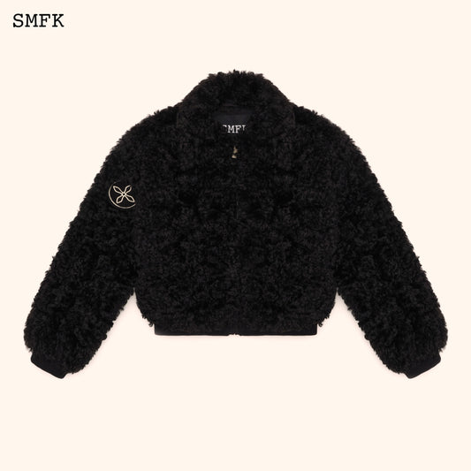SMFK WildWorld Adventure Short Faux Fur Jacket In Black