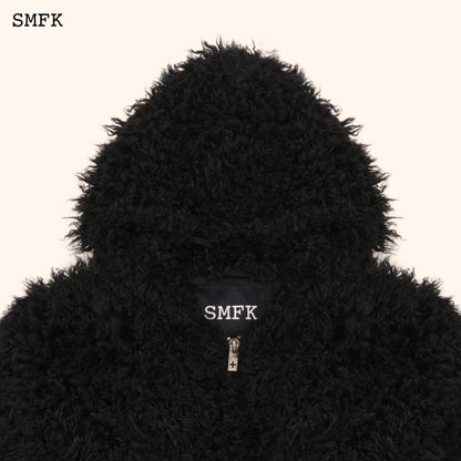 SMFK WildWorld Adventure Outdoor Faux Fur Hoodie In Black