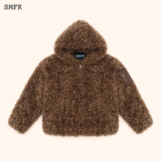 SMFK WildWorld Adventure Outdoor Faux Fur Hoodie In Brown