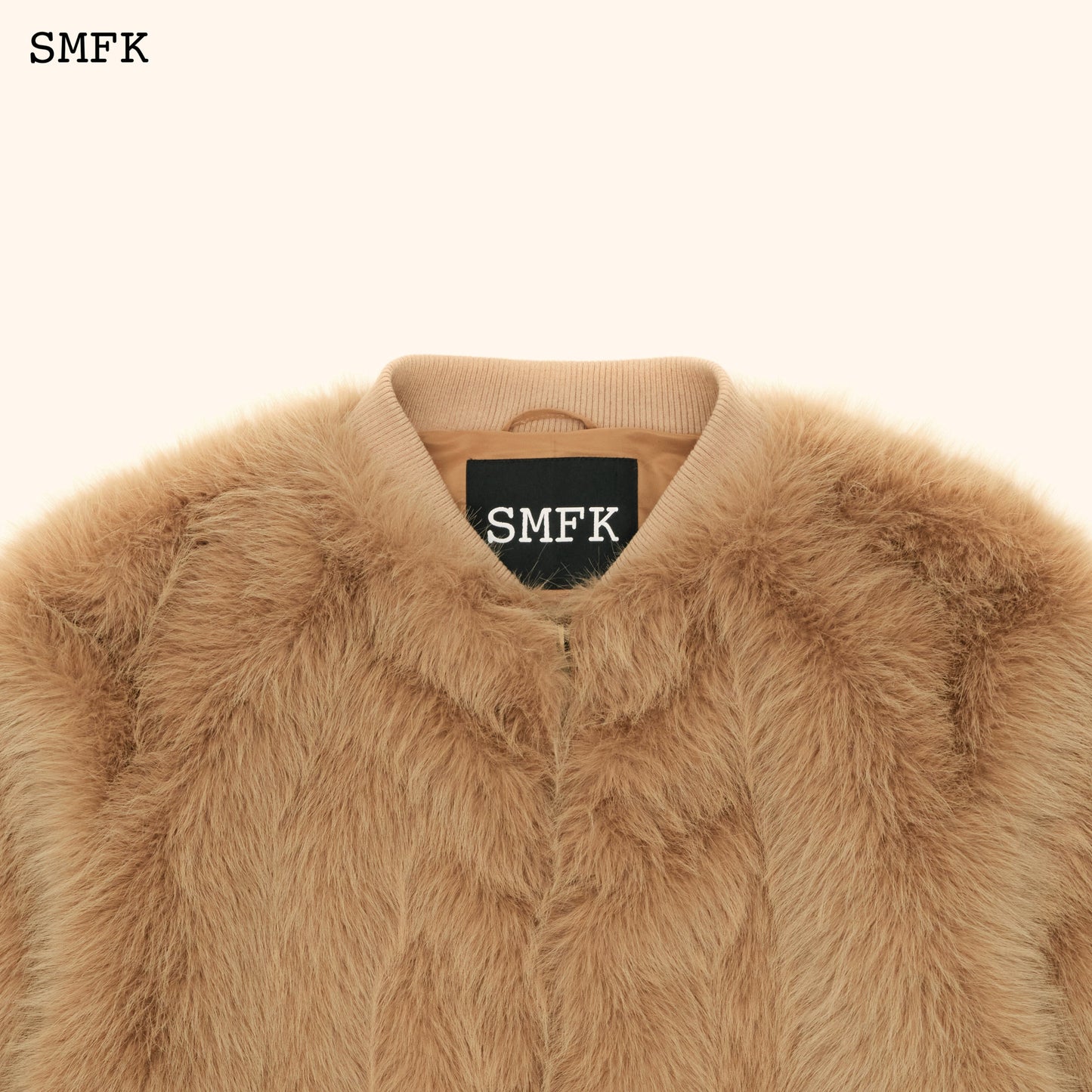 SMFK WildWorld Baseball Faux Fur Jacket In Wheat