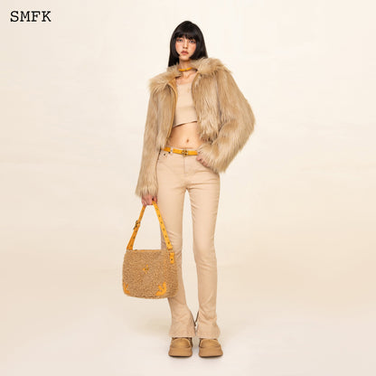 SMFK WildWorld Faux Fur Short Jacket In Wheat