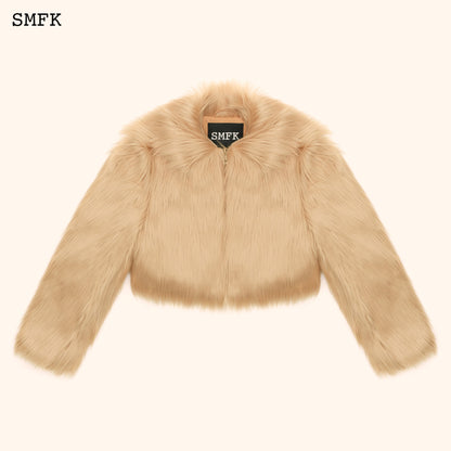 SMFK WildWorld Faux Fur Short Jacket In Wheat