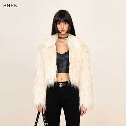 SMFK WildWorld Faux Fur Short Jacket In White