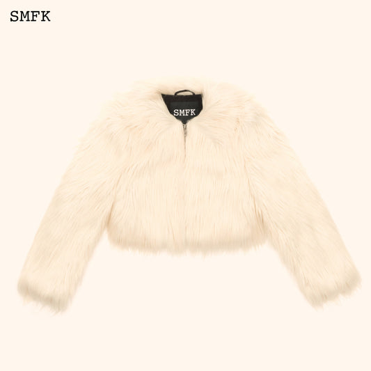 SMFK WildWorld Faux Fur Short Jacket In White