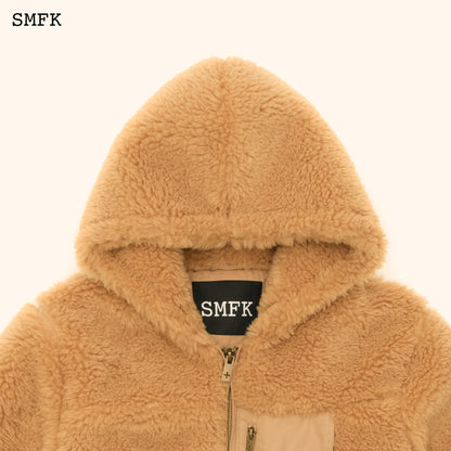 SMFK WildWorld Adventure Faux Fur Short Hoodie In Ginger