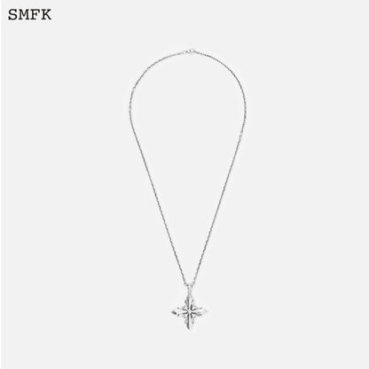 SMFK Magnolia Cross Flower Necklace Silver L