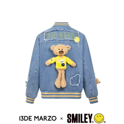 13De Marzo x Smiley Broken Pin Denim Jacket Milky Blue