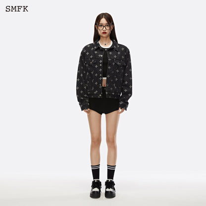 SMFK Garden Jacquard Denim Short Jacket Black - Fixxshop