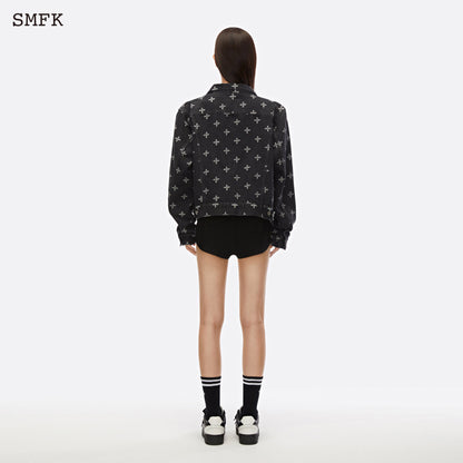 SMFK Garden Jacquard Denim Short Jacket Black - Fixxshop