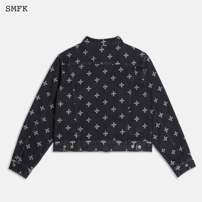 SMFK Garden Jacquard Denim Short Jacket Black - Fixxshop