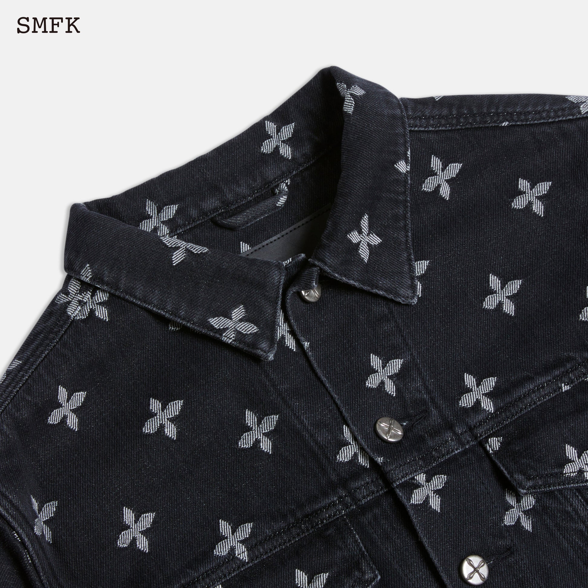 SMFK Garden Jacquard Denim Short Jacket Black - Fixxshop