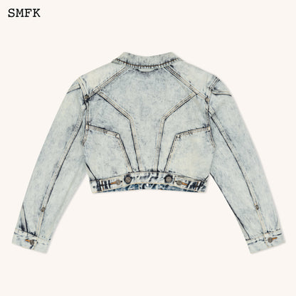 SMFK WildWorld Rider Denim Short Jacket In Cream