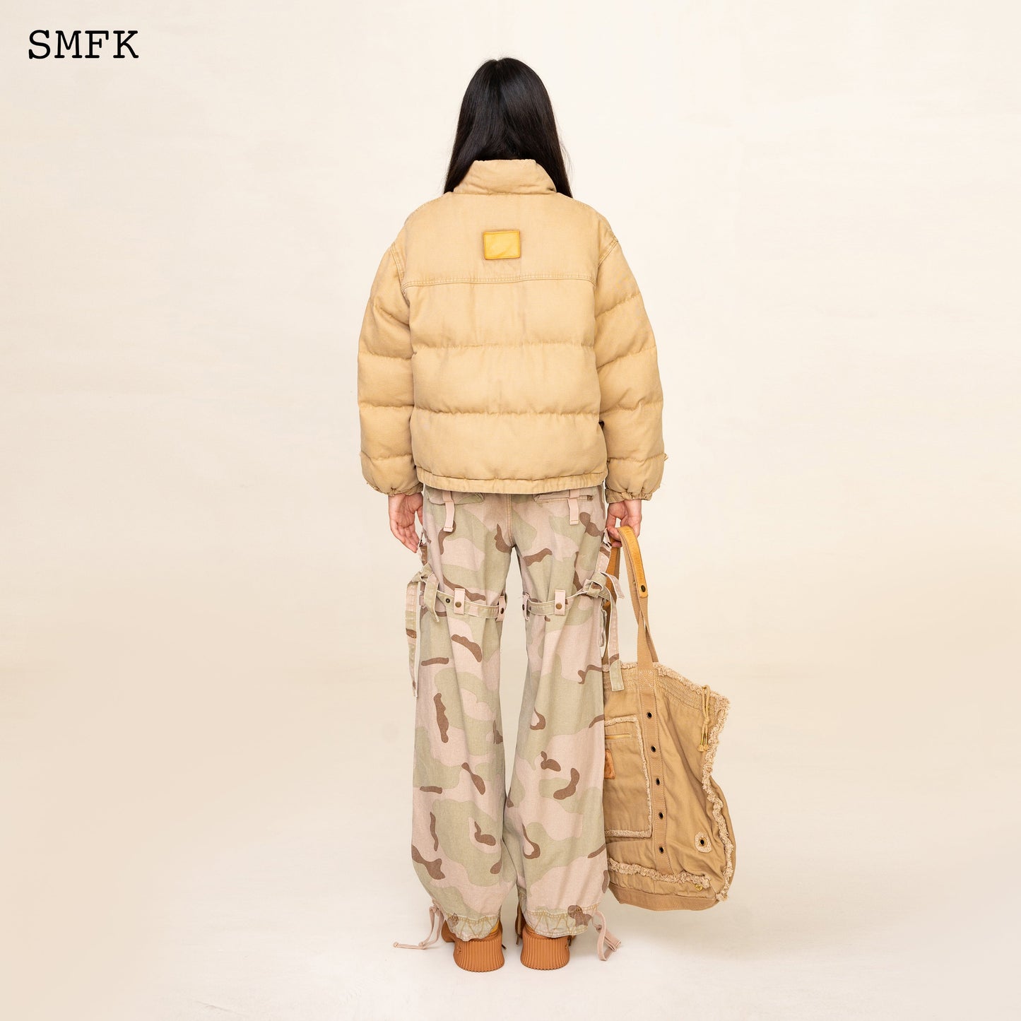 SMFK WildWorld Adventure Hiking Puffer Jacket In Wheat