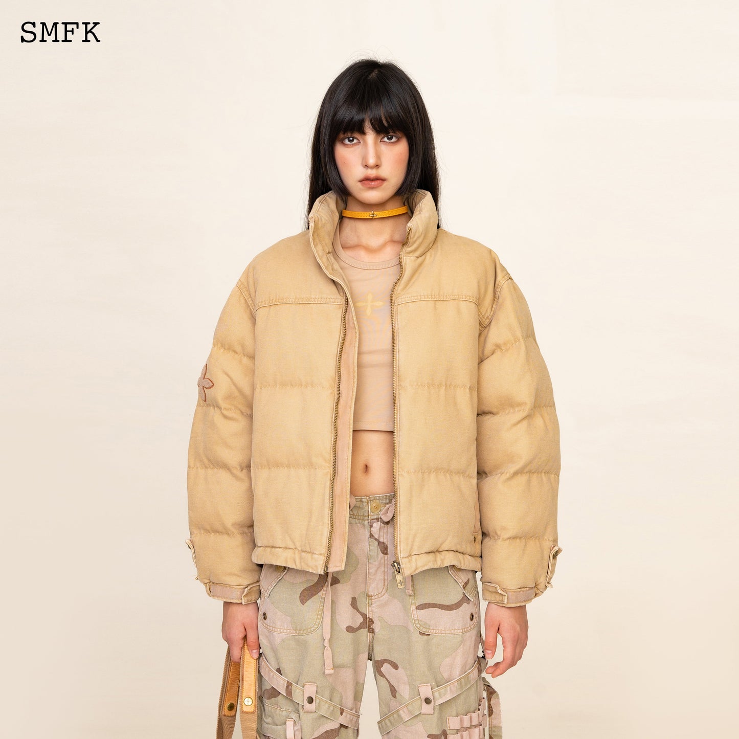 SMFK WildWorld Adventure Hiking Puffer Jacket In Wheat