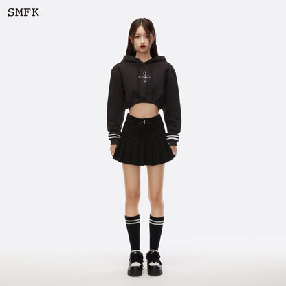 SMFK Compass Black Night Flower Short Body Jogging Hoodie Midnight Black - Fixxshop