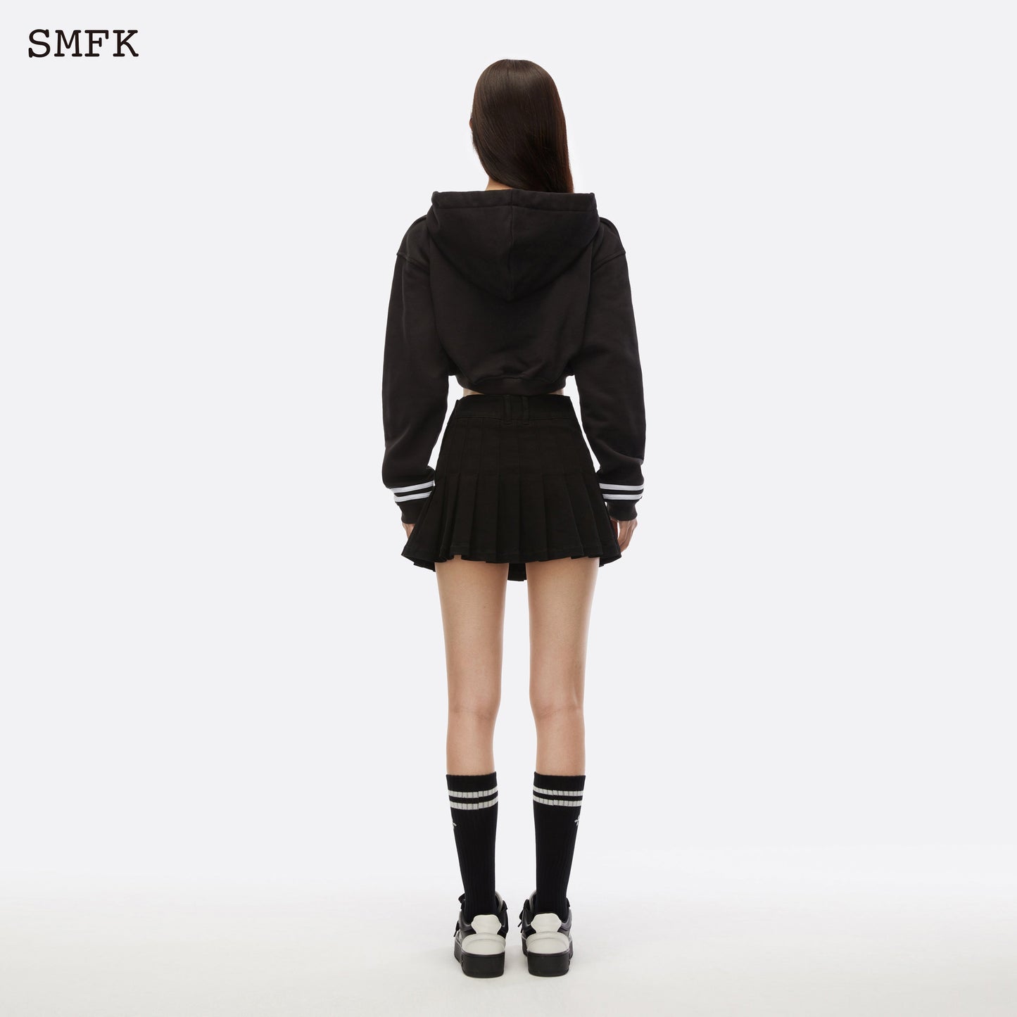 SMFK Compass Black Night Flower Short Body Jogging Hoodie Midnight Black - Fixxshop