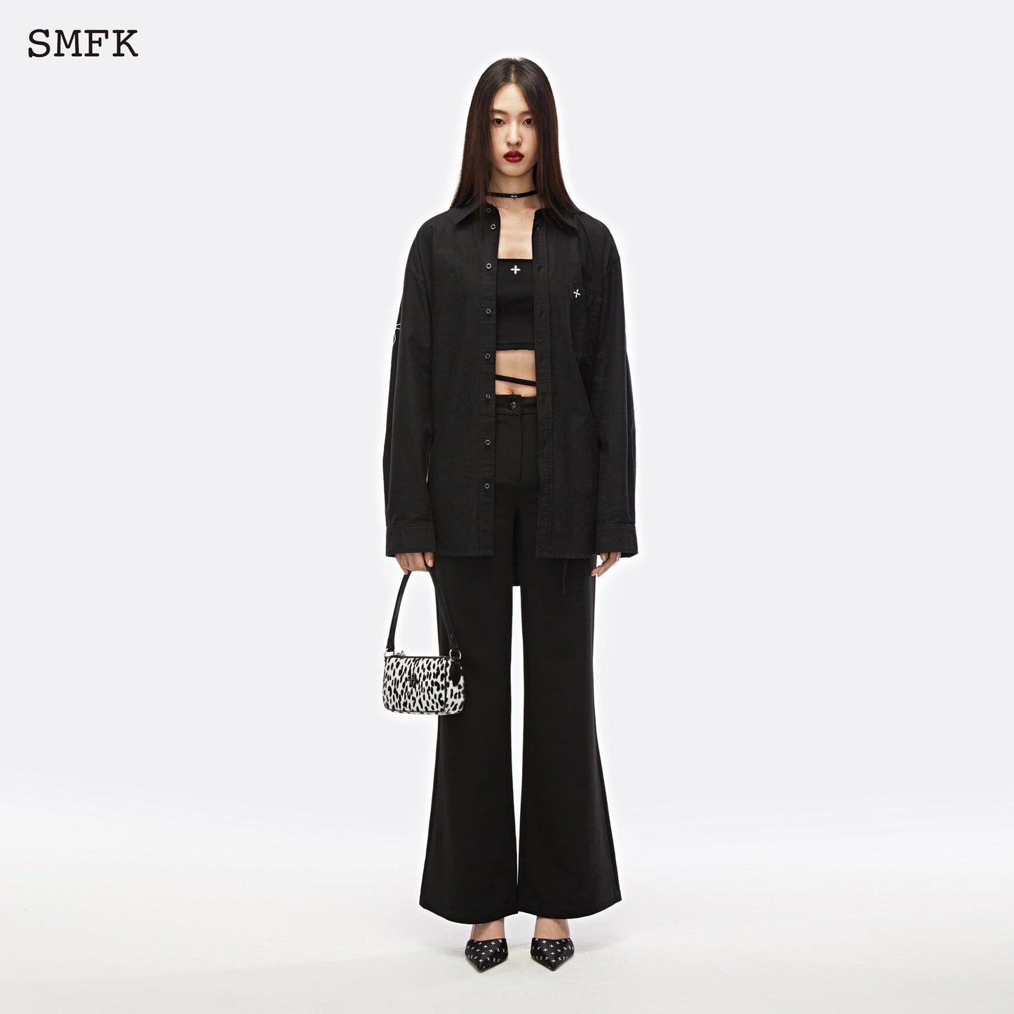 SMFK Compass Black Night Flower Classic Shirt Midnight Black - Fixxshop