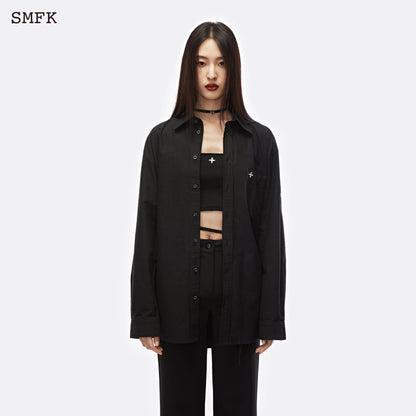 SMFK Compass Black Night Flower Classic Shirt Midnight Black - Fixxshop