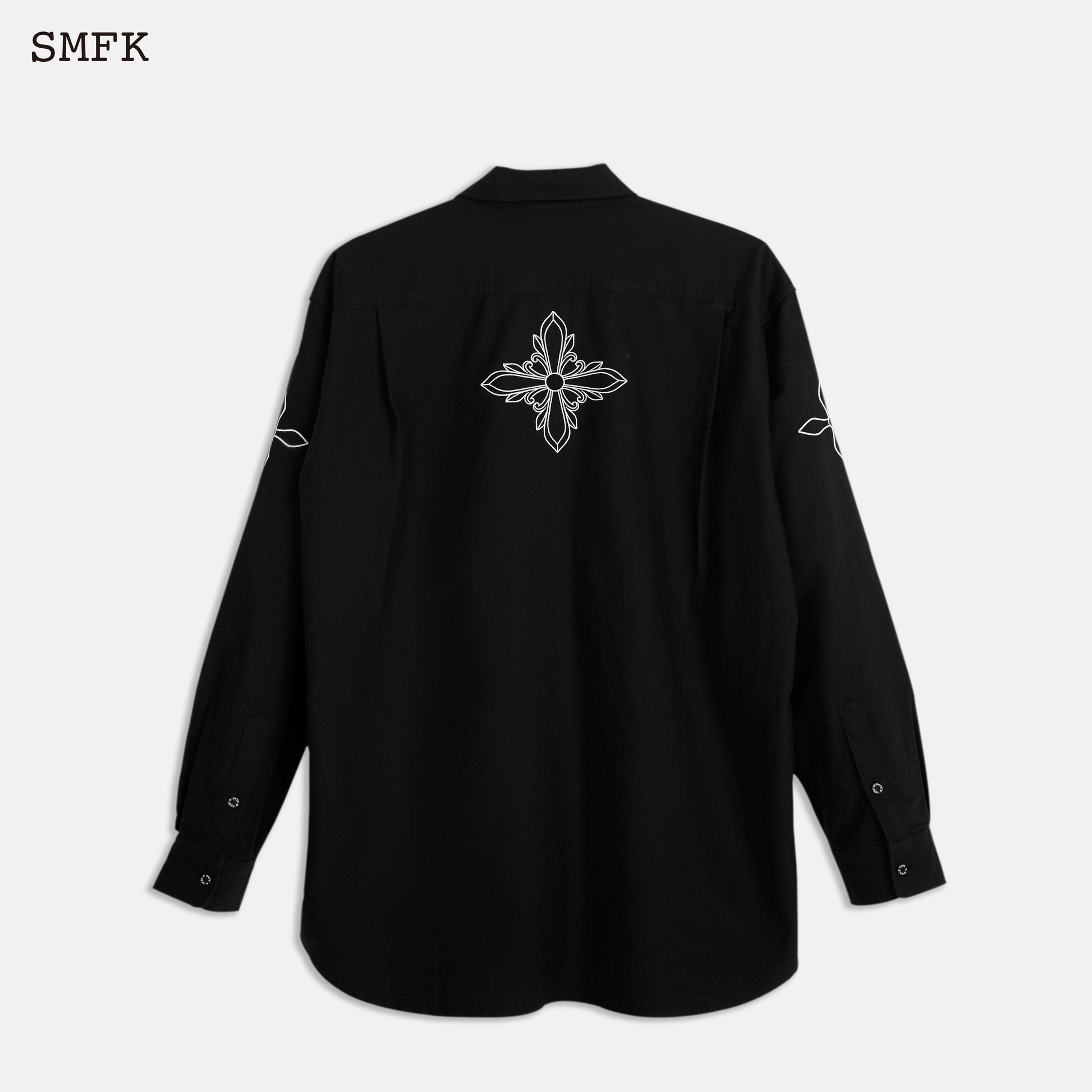 SMFK Compass Black Night Flower Classic Shirt Midnight Black - Fixxshop