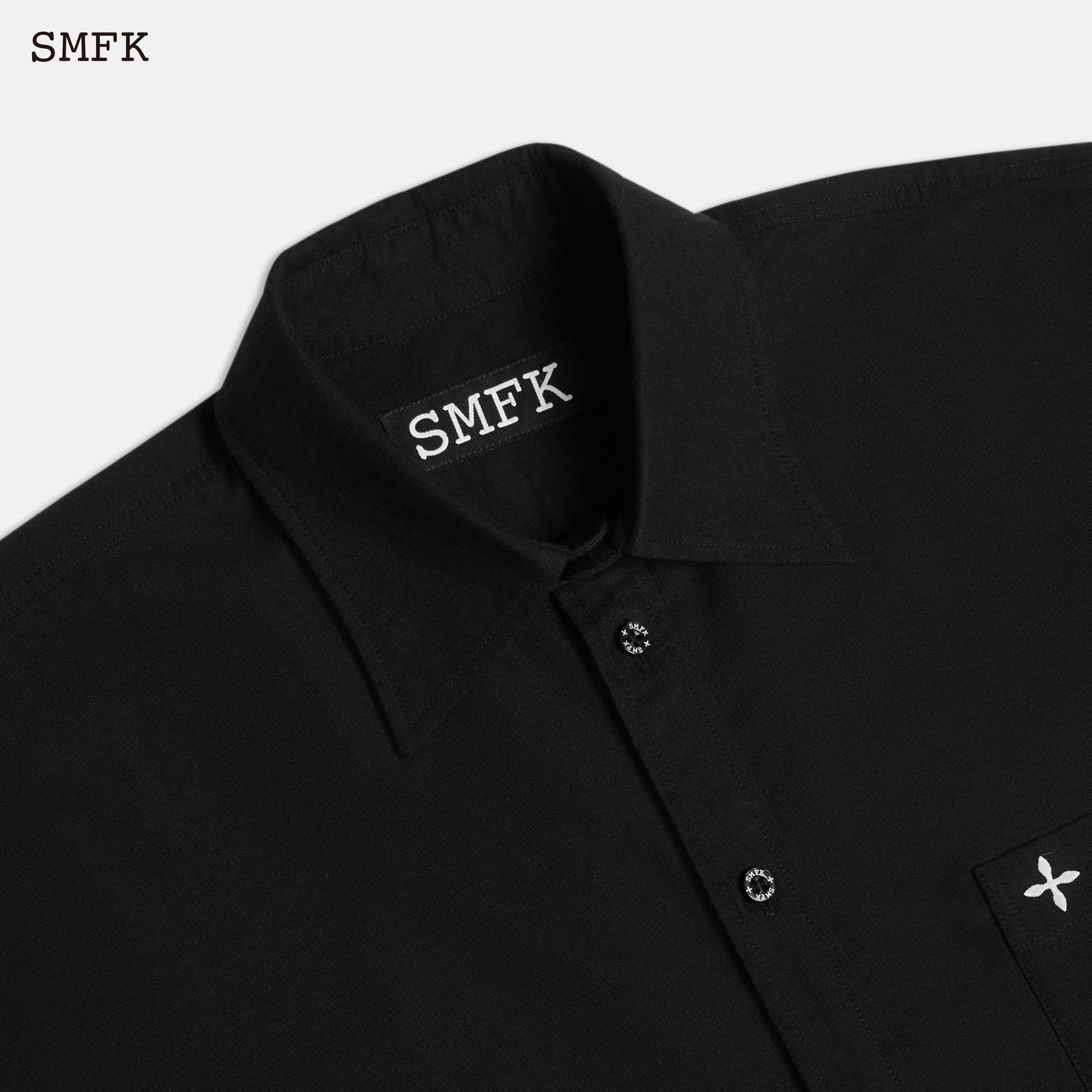 SMFK Compass Black Night Flower Classic Shirt Midnight Black - Fixxshop