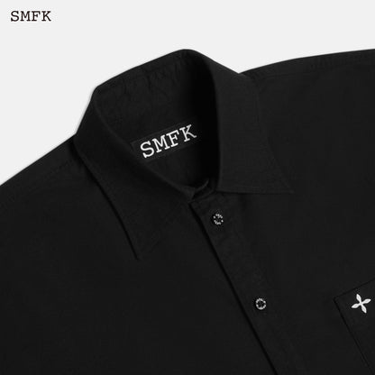 SMFK Compass Black Night Flower Classic Shirt Midnight Black - Fixxshop